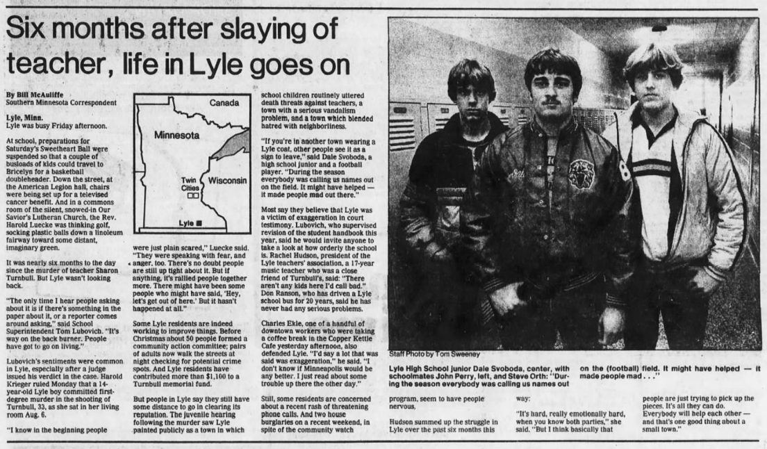 Six months after slaying of teacher, life in Lyle goes on Lyle